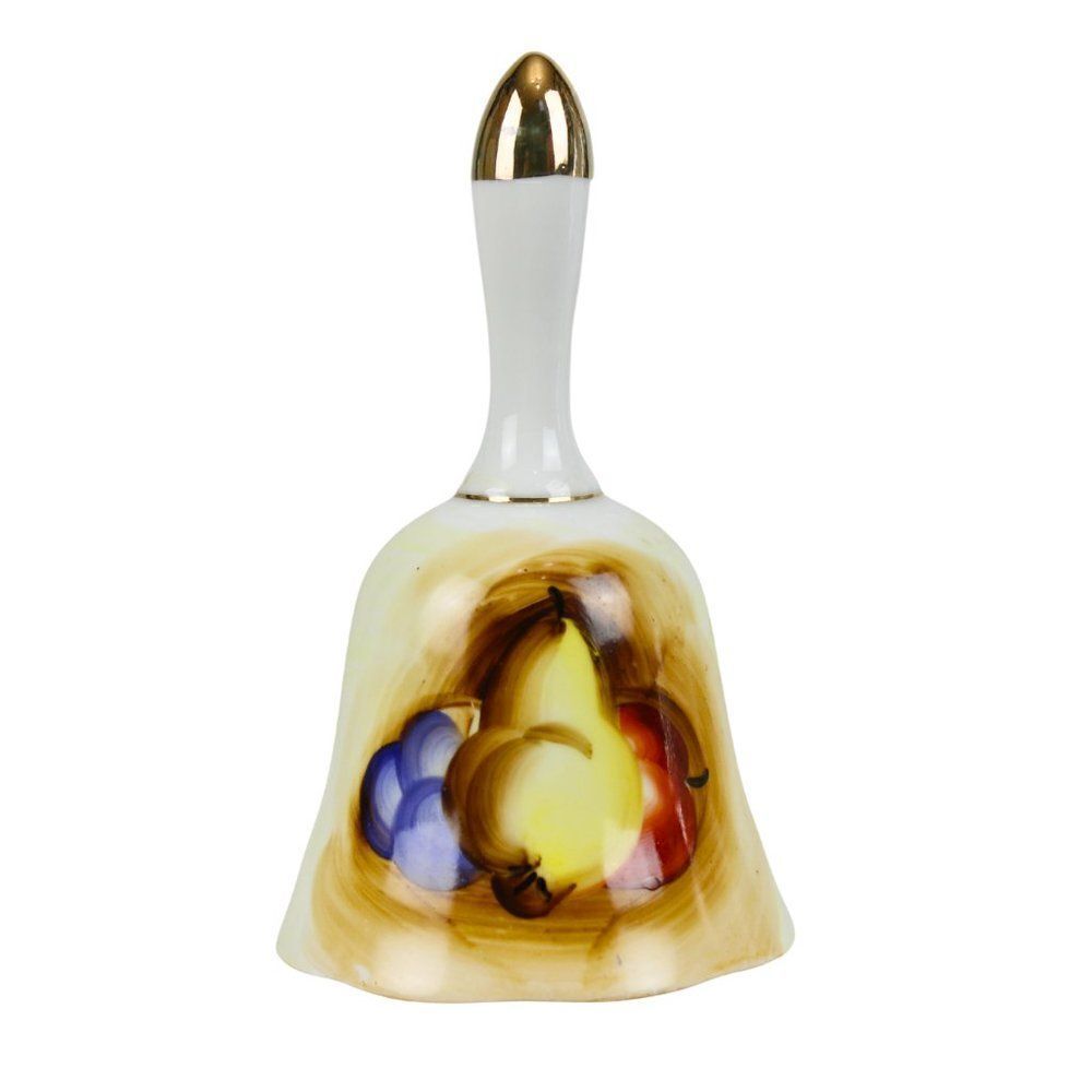 Bell Ceramic Hand Painted Fruit Gold Accents Vintage Mid Century Modern Japan